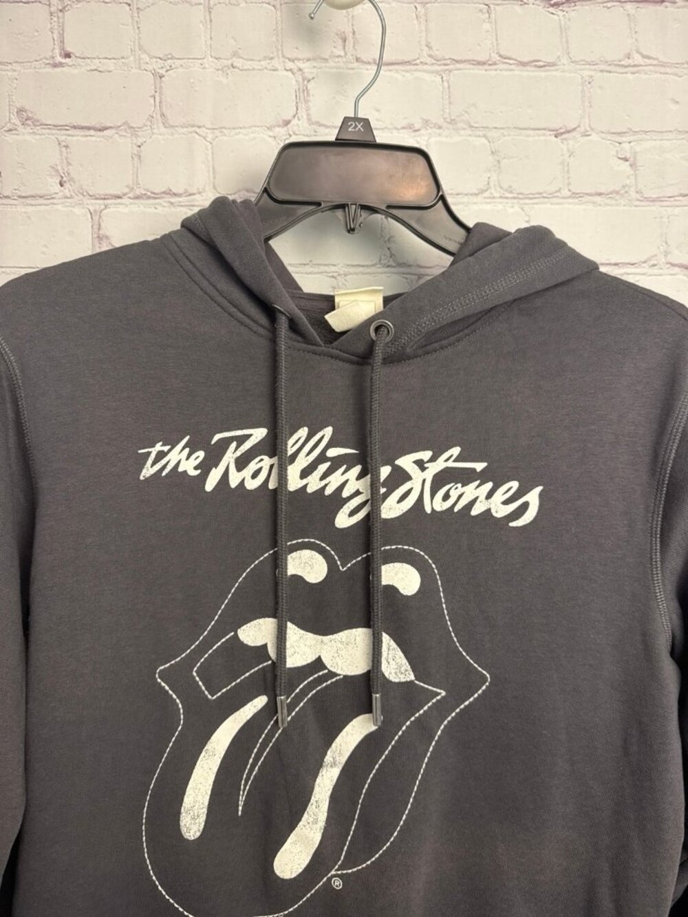 H&M Rolling Stones concert tour graphic grey cotton blend hoodie size small uni - Picture 2 of 6